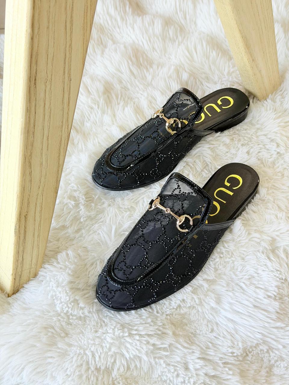 GUCCI PRINCETOWN GG CANVAS HORSEBIT SLIPPER