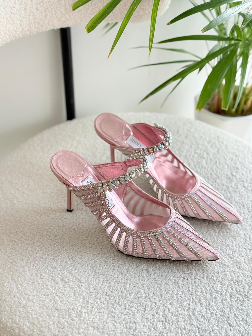 JIMMY CHOO RHINESTONE CUT-OUT HEEL