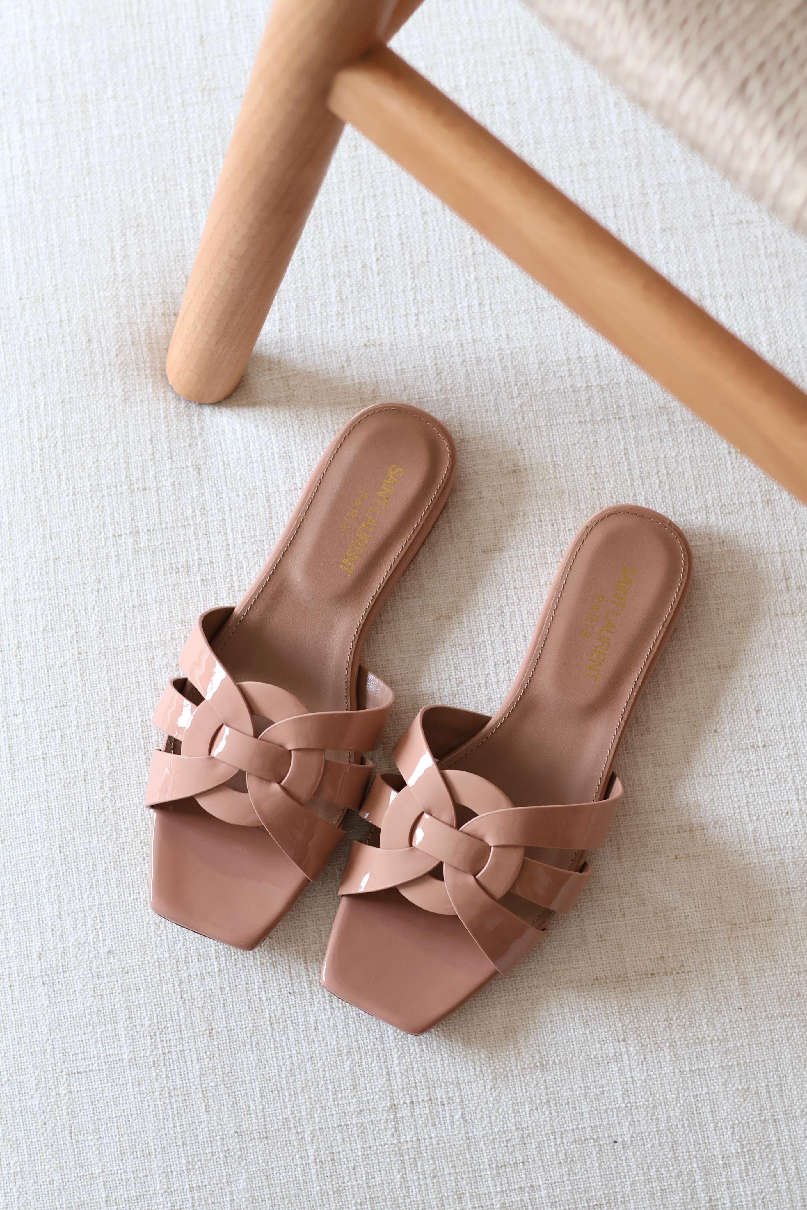 YSL LOULOU WOVEN SLIDE SANDAL