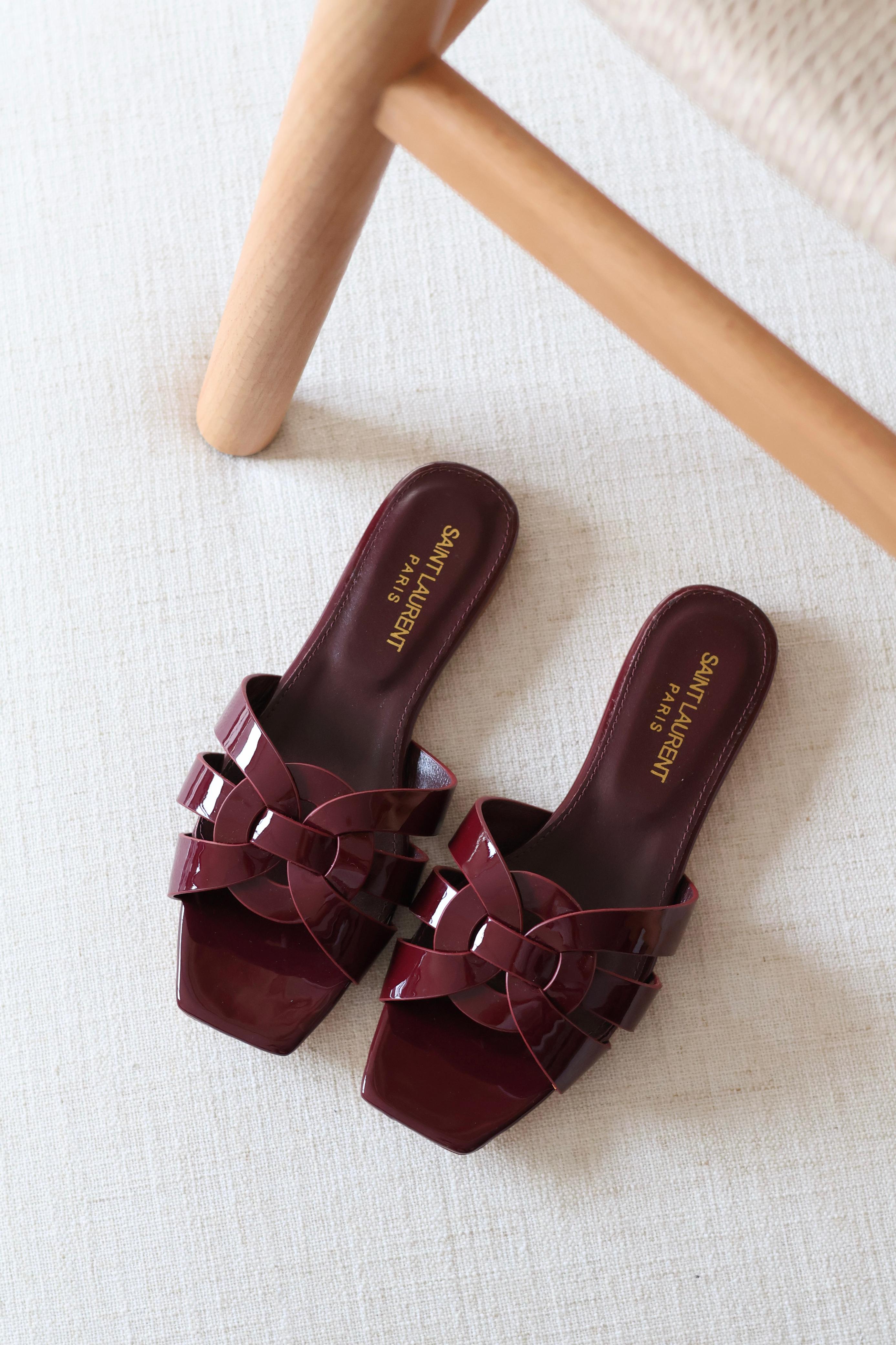 YSL LOULOU WOVEN SLIDE SANDAL