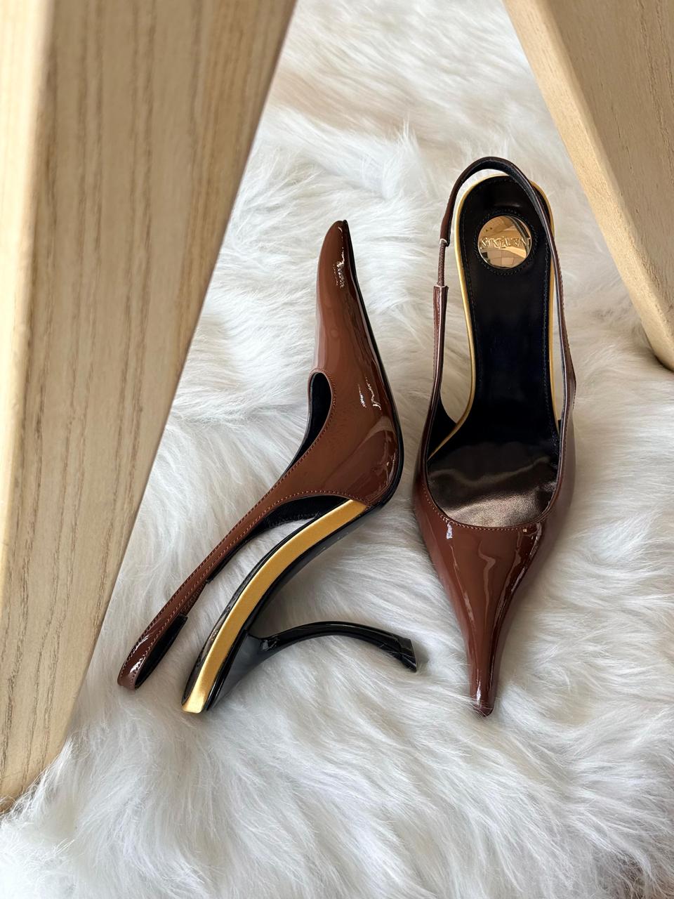 YSL ZOE 85 PATENT LEATHER PUMP