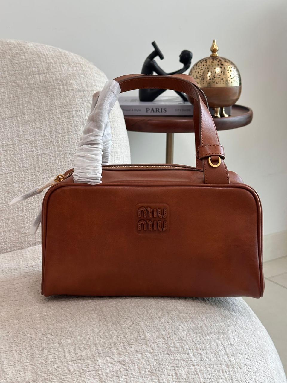 MIU MIU LEATHER TOP-HANDLE HANDBAG