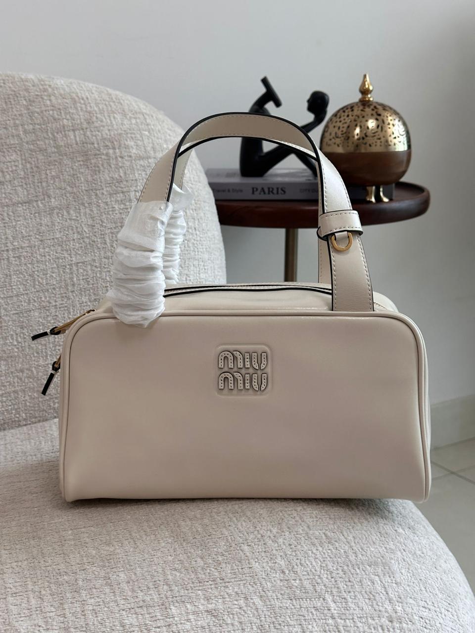 MIU MIU LEATHER TOP-HANDLE HANDBAG